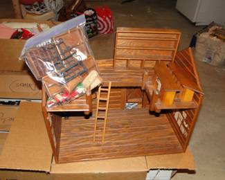 Vintage dollhouse store with furnishings