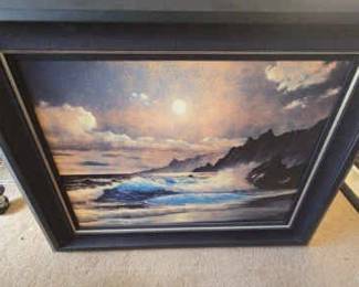 AWT209 "Full Moon On The Beach" Oil Painting By Anthony Casay.