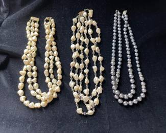 AWT116 - Three Vintage 8” Pearl Necklaces