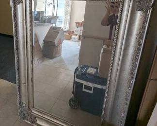 AWT213 - Large Antique Silver Framed Mirror