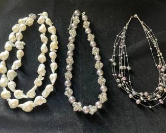 AWT135 - Three Vintage Pearl Necklaces 81/2”
