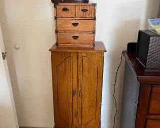 AWT218 Vintage Jewelry Armoire And Small Jewelry Boxes