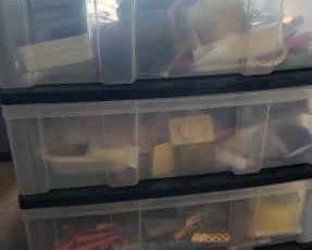 AWT043 Bulk MYSTERY Bathroom Lot Inside 3-Drawer Plastic Storage Cabinet