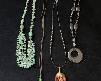 AWT071 - A Vintage Jade? Layered Necklace & 3 Pendants