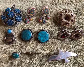 NEW: Vintage Sterling Pins, Earrings and Pins