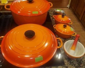 Le Creuset cookware...