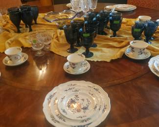 Wedgewood dinner ware and assorted glassware...