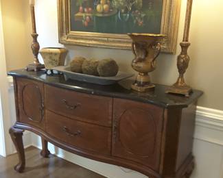 Beautiful carved buffet with marble top