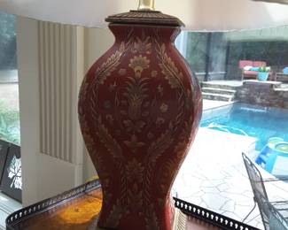 Matching pair of beautiful floral porcelain lamps.