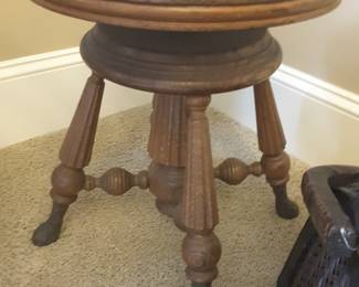 Vintage solid oak piano stool with ball & claw feet.