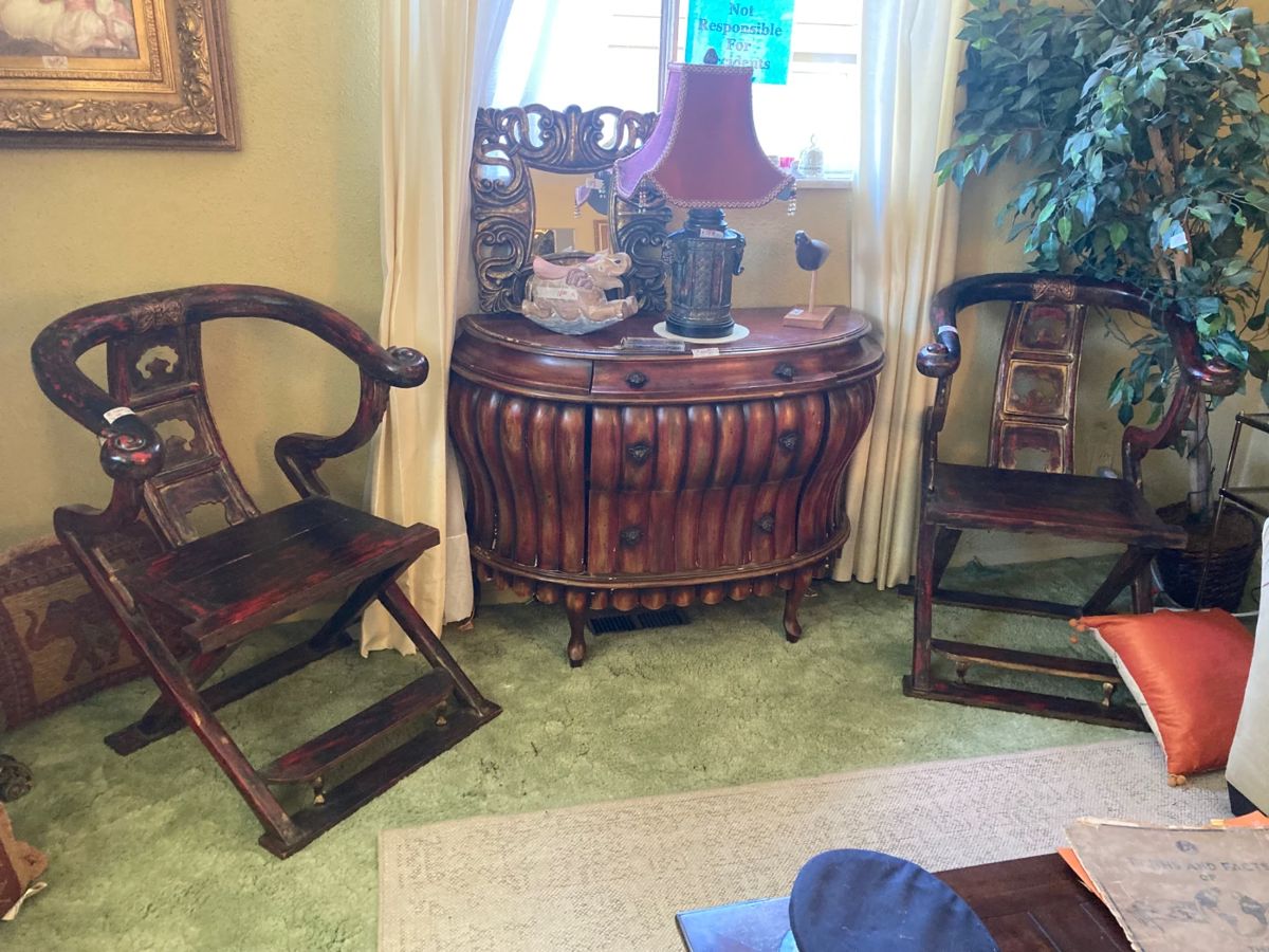 Pair of Mahogany Oriental chairs 
