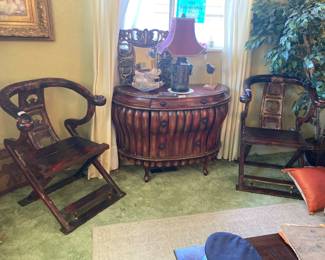 Pair of Mahogany Oriental chairs