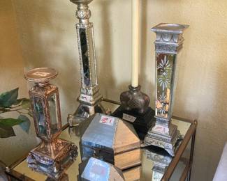 Collection of mirrored candle holders