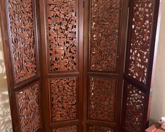 asian four panel hand carved screen