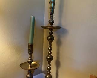 Large floor brass candlesticks