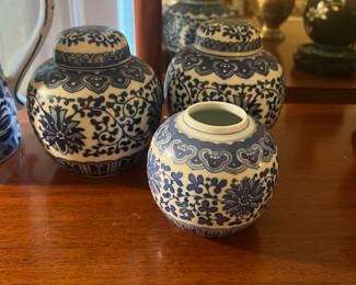 Blue and white ginger jars