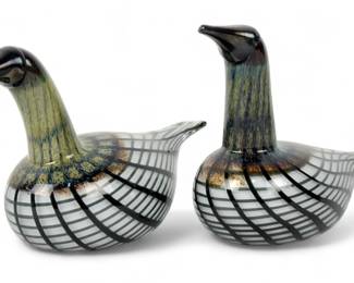 Pair Of iittala Toikka Black Throated Loon Glass Birds