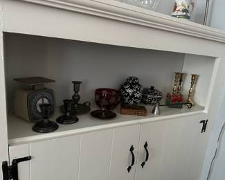 Brass, Pewter & Silver Plate Candle Holders, Ginger Jar, Scale