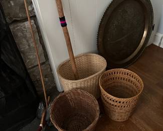 Waste Baskets, Large Brass Tray