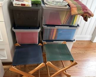 Tubs, File Folders, Linens, Folding Stools