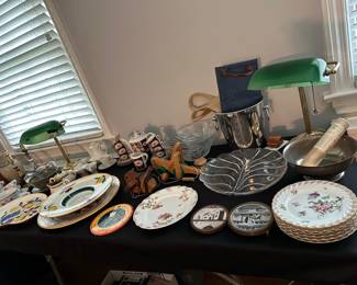 Banker's Lamps, Stangl Platters, Dishes