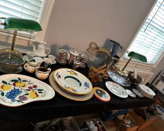 Banker's Lamps, Stangl Platters, Dishes