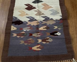 Vintage Wool Fish Rug