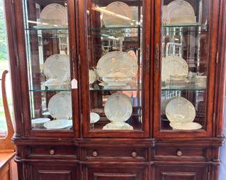 Gorgeous China Cabinet with lights - 2 pieces - Hooker Company