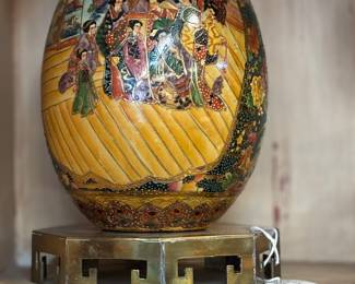 Beautiful Asian Egg on brass stand