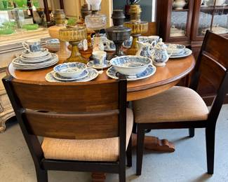 4 slat back chairs with cushion seats