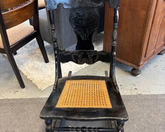 Pressed back Rocking Chair w caned seat