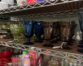 Vintage Green, Blue and Smokey Glass Glasses
