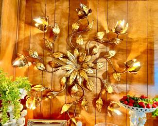 HANS KOGL LIGHTED WALL FLOWER SCULPTURE. LIKE NEW!