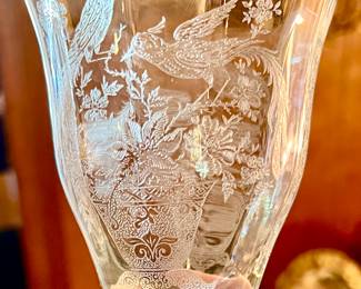 TIFFAN PERSIAN PHEASANT STEMWARE GLASSWARE.