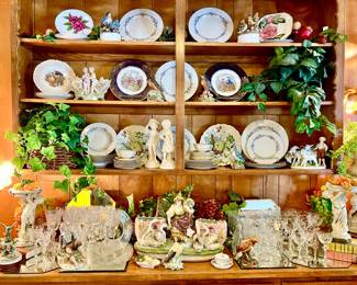 WALL FULL OF LENOX "BELVEDERE" CHINA.