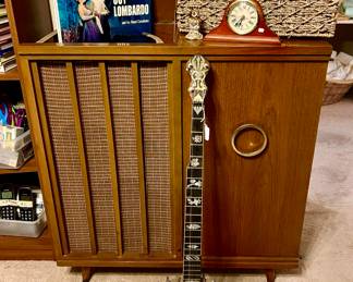 AC Fairbanks antique vintage banjo with inlaid wood.