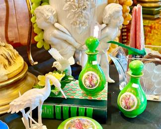 POPS OF GREEN AND WHITE. ANDREA BY SADEK CUPID VASE.
