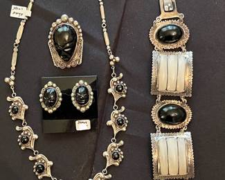 Sterling and onyx jewelry