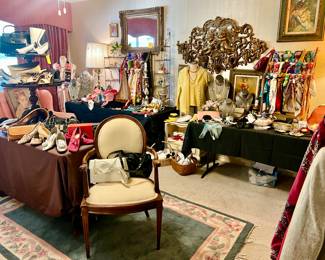 VINTAGE WOMEN'S CLOTHING, SHOES, HANDBAGS, LOUNGEWEAR, AND SLEEPWEAR IN THE MASTER.