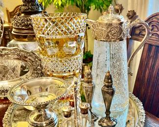 LOTS OF CRYSTAL, SILVER.