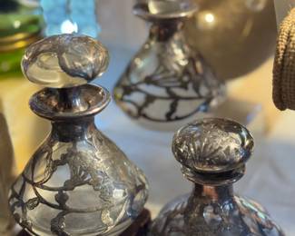 Sterling layover glass perfume set