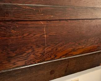 C43 - $125. Full size antique Bed frame. Headboard measures 55" wide x 76" tall. We also have the rails and footboard. Beautiful solid wood construction and carving.