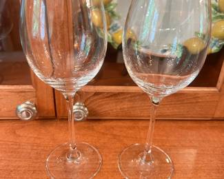 C105 - $5 PAIR of Crate & Barrel Rona Slovakia Crystal Wine Glasses.
