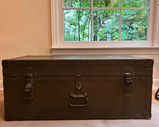 C60 - $75. Military Trunk. Measures 32" x 13.5" deep x 16.25" tall.