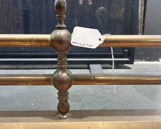 C29 - $95. Vintage Brass Fireplace Fender / Hearth. Measures 54" long x 12.25" deep x 9" tall.