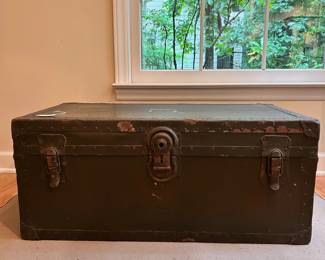 C61 - $75. Military Trunk. Measures 31" long x 17" deep x 13" tall.