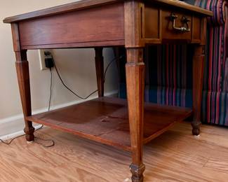 C58 - $35. Wooden Side Table with Single Drawer.