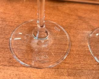 C105 - $5 PAIR of Crate & Barrel Rona Slovakia Crystal Wine Glasses.