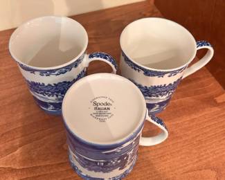 C85 - $10 - set of 3. Spode Blue Italian Mugs. 12 oz.