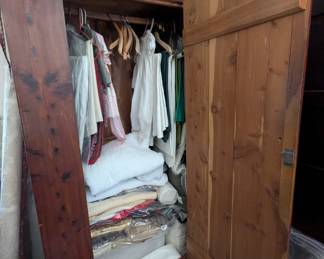 C47 - $175. LARGE Cedar Lined Wardrobe with key! Measures 39" wide x 22.5" deep x 71" tall.